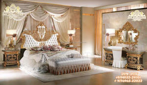 Ensemble de meubles de chambre à coucher victorien blanc de luxe, 5 pièces, en teck, taille Queen - Product Image 4