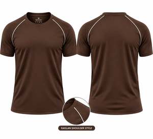 Men's Short Sleeve Raglan shoulder Quick Dry Sporty T-<b>Shirt</b> with <b>white</b> piping O-Neck <b>Slim</b> <b>Fit</b> Knitted Polyester Athletic Wear - Product Image 2