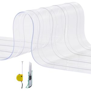 Tenda a Nastro Industriale in PVC Trasparente Scanalato 164FT X 8" X 0.08" Rotolo Grande Larghezza 8" - Product Image 1