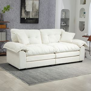 84\" Chenille Deep Seat Recliner Sofa with Memory Foam <b>Small</b> Loveseat and 2 Throw <b>Pillows</b> for Living Room or Apartment - Product Image 1