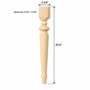 Pata de Mesa de Madera Maciza, Base de Mesa de Estilo Tradicional con Parte Superior Cuadrada, Fácil Instalación, para Uso en Hogar u Oficina - Product Image 2