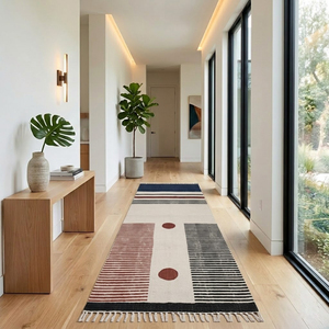 Alfombra de Algodón Hecha a Mano, Lavable, Estilo Bohemio, Ecológica, con Diseño Geométrico, para Dormitorio, Sala de Estar o Salón - Product Image 3