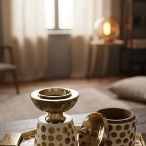 Juego de quemador de incienso de lujo de madera y metal con recipiente de almacenamiento para incienso aromático, set de regalo árabe de Oud para decoración de Oriente Medio - Product Image 3