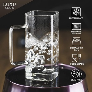 Tasses carrées en verre borosilicate coloré avec couvercle et <span class=keywords><strong>pailles</strong></span>, verres à boire, gobelets pour boissons mélangées - Product Image 3