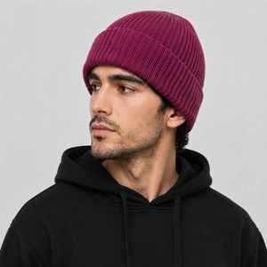 Custom Logo <b>Winter</b> Knitted Beanie Hat Solid Color Skull <b>Cap</b> Street Style Soft Warm Stretch 100% Acrylic Adjustable Headwear - Product Image 3