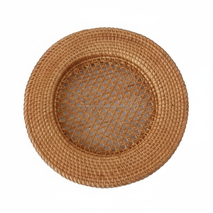 Assiettes de charge en rotin naturel 13 pouces résistantes à la chaleur pour la fête de mariage Table à manger Boho rustique décor écologique - Product Image 5