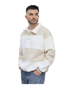 เสื้อเจอร์ซีย์ฟุตบอลแบบยาวพิเศษทรงโอเวอร์ไซส์ OEM พร้อมแถบสีตัดกันที่คอปกแบบโปโล เสื้อรักบี้ไซส์ใหญ่ - Product Image 6