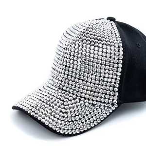 Black Rhinestone Baseball Cap Adjustable Unisex Fashion <b>Hat</b> Spring <b>Summer</b> Casual Wear - Product Image 3