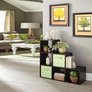 Libreria Moderna e Contemporanea a 6 Cubi con Ripiani Aperti e 3, 2, 1 Scomparti di Stoccaggio, Stile Legno MDF Marrone Scuro - Product Image 4