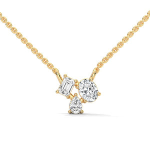 Gold Color Three Stone Pendant Necklace Diamond Look Clasp Chain Jewelry for Women Party <b>Gift</b> - Product Image 1