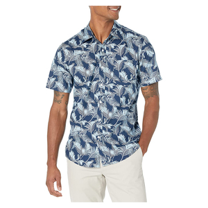 Men's Solid Summer Hawaiian Style Slim Fit Custom Satin Cotton Breathable <b>Half</b> Sleeve Turn-down Collar Eco-Friendly UV <b>Shirt</b> - Product Image 1