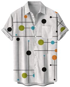 เสื้อเชิ้ตแขนสั้นพิมพ์ลายจุดเส้นสีเทาอ่อน สไตล์ลำลองสำหรับฤดูร้อน เสื้อผ้าสตรีทแวร์ผู้ชาย ผลิตตามสั่ง จำหน่ายส่ง - Product Image 1