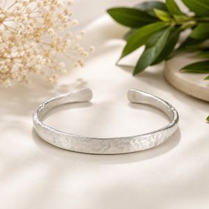 Silver Hammered Open Cuff <b>Bangle</b> Custom <b>Engraved</b> Metal Bracelet Unisex Gift Jewelry for Party Anniversary - Product Image 3