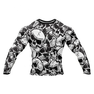 เสื้อรัดกล้ามเนื้อ BJJ MMA คุณภาพสูง พิมพ์ลายตามสั่งสำหรับผู้ชาย พิมพ์ลายด้วยความร้อน แขนยาว แห้งเร็ว ป้องกันรังสียูวี ผ้า 220 กรัม - Product Image 5