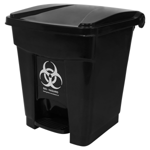Black Rectangular Plastic Bio-Hazard Waste <b>Bin</b> with Foot Pedal for Medical Hospital Use - Product Image 2