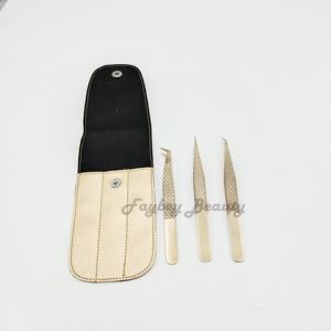 Cheapest Fiber Tips Gold Color Three Tweezer <b>Kit</b> Set Color Eye <b>Lash</b> <b>Extension</b> Tweezers Volume Eyelash Tweezer - Product Image 4