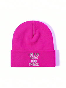Red Beanie Hat With Embroidery I'm Bob Doing Bob Things Unisex Casual <b>Winter</b> <b>Cap</b> for Adults Wholesale <b>Winter</b> Beanie Hats - Product Image 5