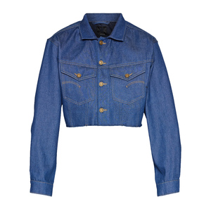 New Arrival Women's <b>Cropped</b> <b>Denim</b> <b>Jackets</b> Elastic Splice Casual Jean Top Long Sleeve Fashion Wear - Product Image 3