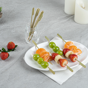 Venta al por mayor, palitos de comida para parrilla, palillos de madera de bambú Natural, pinchos de forma plana de bambú de varios tamaños para palillos de barbacoa - Product Image 5