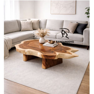 Table basse moderne multifonctionnelle extensible et convertible en bois massif de suar, fabriquée à la main, pour salon - Product Image 1