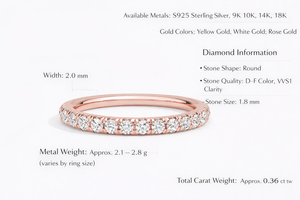 Lab Grown Diamond IGI Certified Half Eternity Wedding Band 14K Rose Gold Dainty Stacking Ring Women Anniversary & Party Gift - Product Image 2