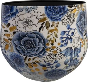 Linea Exports Inc Ceramic Round <b>Vase</b> With Pink Floral Design Glossy Finish Handmade Bohemian Style Tabletop Decor - Product Image 6