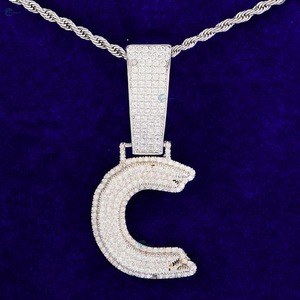 Custom Made <b>Initial</b> Letter Hip Hop Personalized Rose Gold Plated 925 Sterling <b>Silver</b> Iced Out Moissanite Name Letter <b>Pendant</b> - Product Image 1