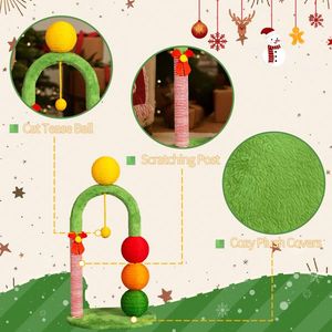 29in Cute Holiday Cat Tree Tower with Sisal Scratcher Balls & Danginng Ball Indoor Cats' Favourite <b>Scratching</b> <b>Post</b> - Product Image 1