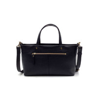 Tas Tote Kulit Hitam Elegan Bertekstur Wanita, Tas Selempang Warna Solid, Penutup Ritsleting, Lapisan Katun, Untuk Penggunaan Sehari-hari, Semua Musim