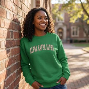 Sweat-shirt graphique vert style Letterman en molleton de coton, col rond, manches longues, décontracté, style universitaire, haut tendance pour femme, streetwear - Product Image 6