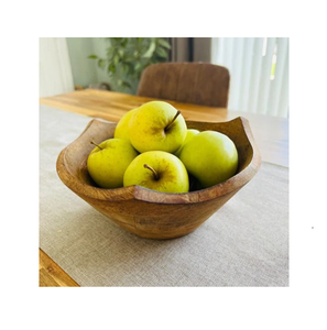 Tazón de madera hecho a mano para el hogar, plato de frutas para fiestas, tazón con forma de limón de madera maciza de haya - Product Image 3