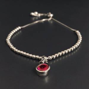 Pulsera con dijes de piedra de nacimiento de plata de ley con rubí, piedra de nacimiento de julio, regalo para mujer - Product Image 3