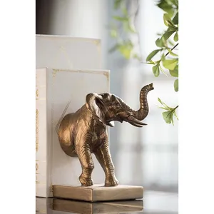 Handmade <b>Aluminum</b> Vertical Elephant Bookends Set of 2 Metal Handicraft Feng Shui Tabletop Decor for Office - Product Image 2