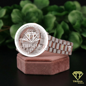 Reloj Premium de Moissanita en Oro Rosa con Números Romanos Brillantes y un Brillo Excepcional Similar al de un Diamante - Product Image 2