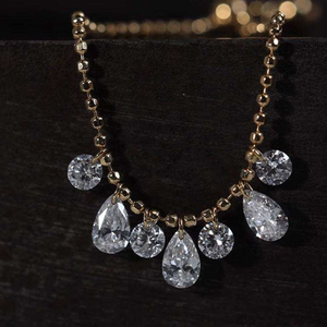 Collar Colgante de Moissanita en Forma de Lágrima, Tono Dorado, con Cristal, Elegante Joyería Nupcial, Collar de Lujo - Product Image 4