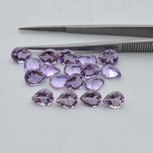 ลูกแพร์เจียระไนแบบเหลี่ยมเพชรพลอยสีชมพูอเมทิสต์ธรรมชาติเกรด AAA 3x4mm-10x14mm อัญมณีหลวม - Product Image 4