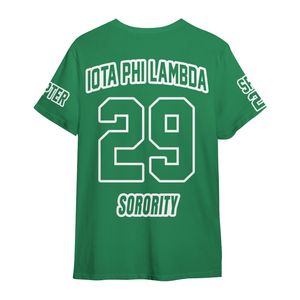 Camiseta Iota Phi Lambda Verde Esmeralda con Cuello Redondo, Diseño Personalizado del Capítulo, Unisex, Corte Griego, Ligera, Informal - Product Image 6