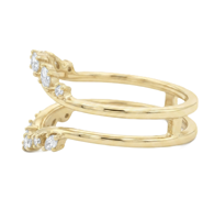 Bague en or massif 10K 14K 18K avec diamant de laboratoire marquise à sertissage ouvert, double bande, motif feuille, certifiée IGI, minimaliste, empilable, bague de promesse