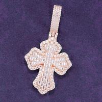 Collier Hip Hop pour Homme en Argent Sterling 925 avec Pendentif Croix Moissanite Testée au Diamant et Grappe de Baguettes, Bijou Tendance, Cadeau