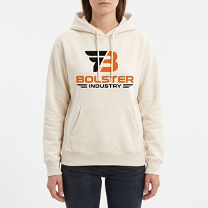 Sweat à capuche épais pour femme en polaire unie avec logo imprimé numériquement sur le devant, idéal pour l'industrie - Product Image 1