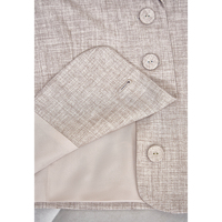 Setelan Wanita 2 Potong Warna Beige Kasual, Rompi Pendek Berkancing, Bahan Polyester Spandex Anti-Statik ZELDA