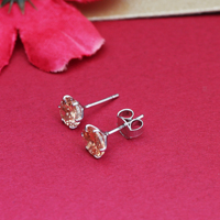 Nouvelle Arrivée 2026 Boucles d'Oreilles Clous en Pierre Précieuse Pêche, Bijoux en Argent Sterling 925 pour Femmes et Filles, Idéales pour les Fêtes