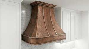 Rustic Design Handmade Best Hammered Design Metal Rustic Copper Finishing Wall Mounted Range Hood Household <b>Kitchen</b> Ventilation - Product Image 3