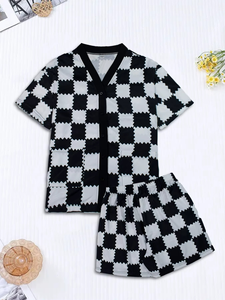 <b>Summer</b> Home Casual Pajama Custom Men Women Sleepwear Short Sleeved 2 Pcs Couple Sexy Night <b>Pyjamas</b> <b>for</b> Woman Set - Product Image 3