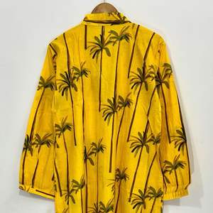 ชุดเดรสผ้าฝ้ายลายต้นปาล์มสีเหลือง: ชุดคลุมชายหาดสไตล์โบโฮทำมือ - Product Image 5