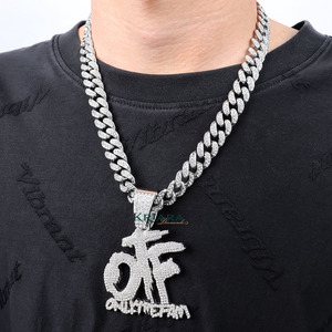 925 Silver Plated Hip Hop Pendant With Lab Grown Diamond Letter "OTF" Charm For <b>Men</b> Everyday Wear - Product Image 1