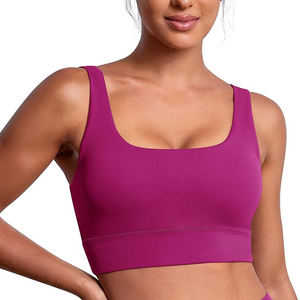 เสื้อชั้นในกีฬาแบบยาวสำหรับผู้หญิง รองรับแรงกระแทกสูง แผ่นรองถอดได้ สายไขว้หลัง ไร้ตะเข็บ ระบายอากาศได้ดี ผลิตจากไนลอนและสแปนเด็กซ์ เหมาะสำหรับโยคะ - Product Image 1