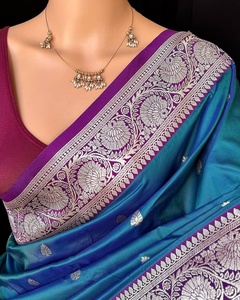 Sari de seda Banarasi de la mejor calidad para mujeres indias, ropa étnica, sari a la moda de proveedor indio - Product Image 2