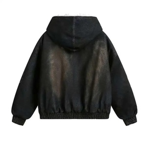 <span class=keywords><strong>Felpa</strong></span> <span class=keywords><strong>con</strong></span> Cappuccio in Pelle Nera per Uomo, Pullover Lavorato a Maglia <span class=keywords><strong>con</strong></span> Bordo in Pelliccia, Ecologica e Traspirante, Foderata, Casual Invernale - Product Image 4