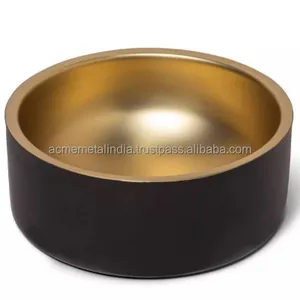 Drinking Bowl For Pet Black Powder Coated Inside Gold Color Best For Home & Garden Pet Food Equipment Customized Logo Accepted